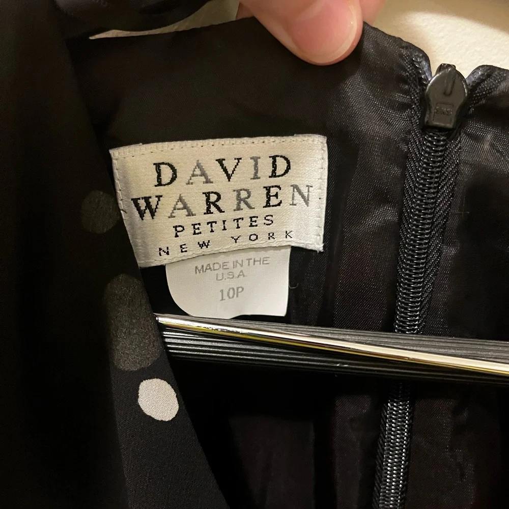 Vintage David Warren chiffon‎ black and white polka dot dress sz 10P - Picture 2 of 7